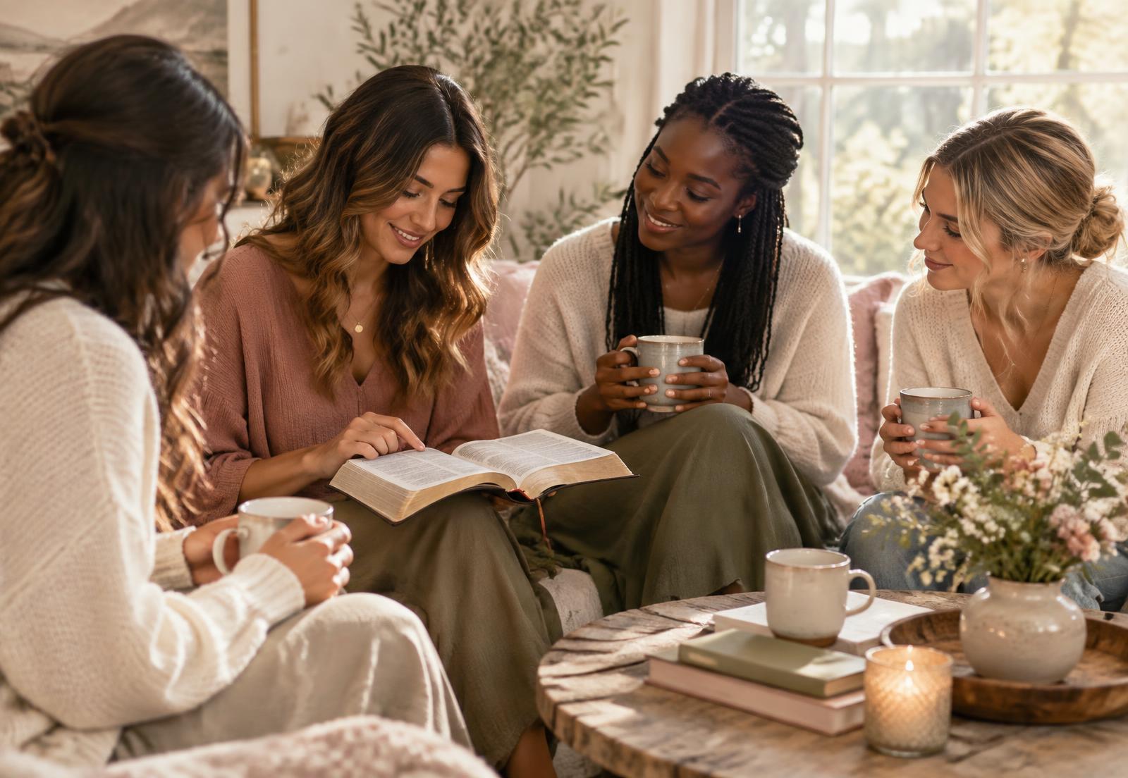 Mujeres compartiendo un momento devocional juntas